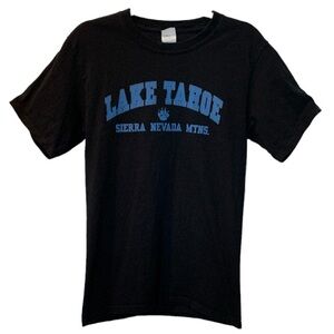 Lake Tahoe Sierra Nevada Mtns. Short Sleeved Graphic T-shirt Black Small